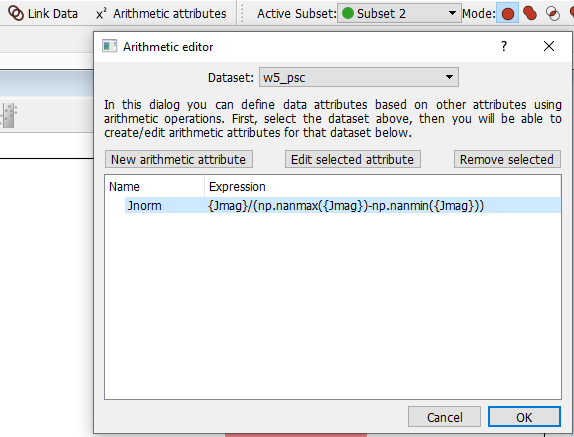 Create a arithmetic attribute in Glueviz