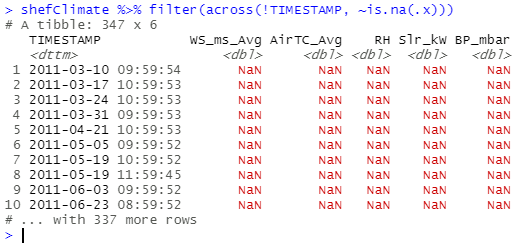 TIMESTAMP with missing values